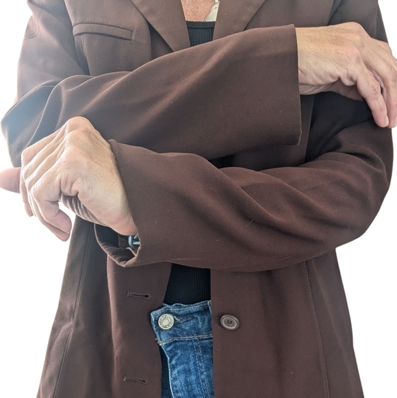 Vintage 1970s Handmade Brown Minimalist Lined Basic Hippie Neutral Blazer - Picture 8 of 10